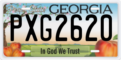 GA license plate PXG2620