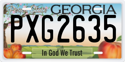 GA license plate PXG2635