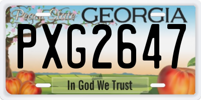 GA license plate PXG2647