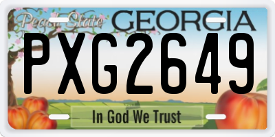 GA license plate PXG2649