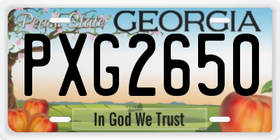 GA license plate PXG2650