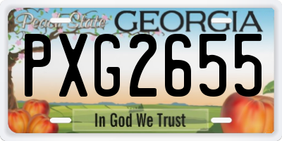 GA license plate PXG2655
