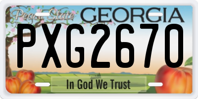 GA license plate PXG2670