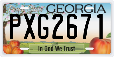 GA license plate PXG2671