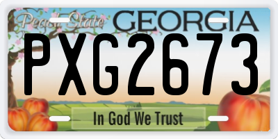 GA license plate PXG2673