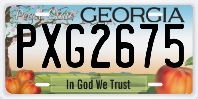 GA license plate PXG2675