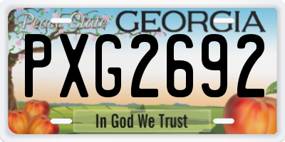 GA license plate PXG2692