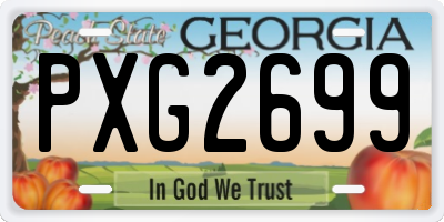 GA license plate PXG2699