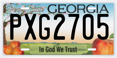 GA license plate PXG2705