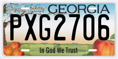 GA license plate PXG2706