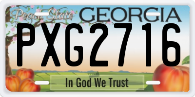GA license plate PXG2716