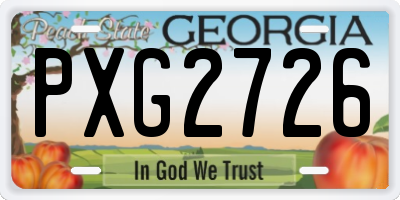 GA license plate PXG2726