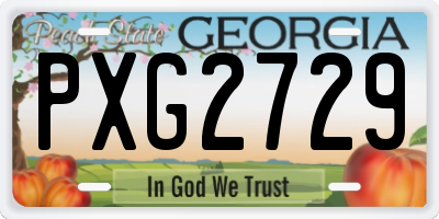 GA license plate PXG2729