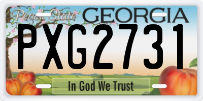 GA license plate PXG2731