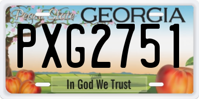 GA license plate PXG2751