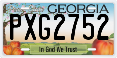 GA license plate PXG2752