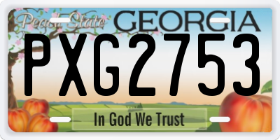 GA license plate PXG2753