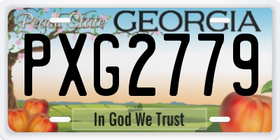 GA license plate PXG2779