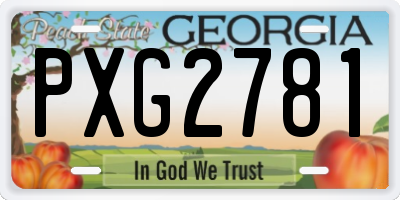 GA license plate PXG2781
