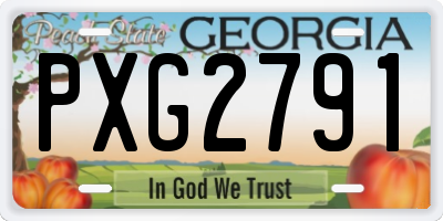 GA license plate PXG2791