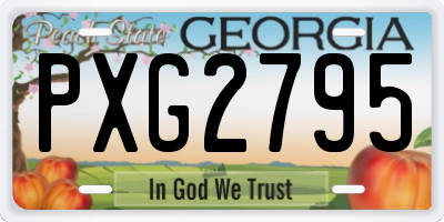 GA license plate PXG2795