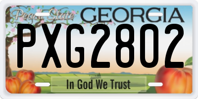 GA license plate PXG2802