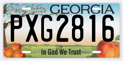 GA license plate PXG2816