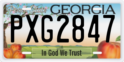 GA license plate PXG2847