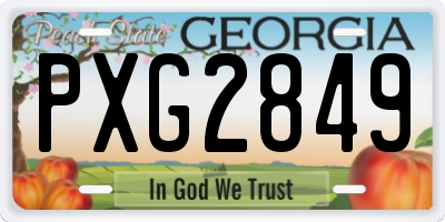 GA license plate PXG2849