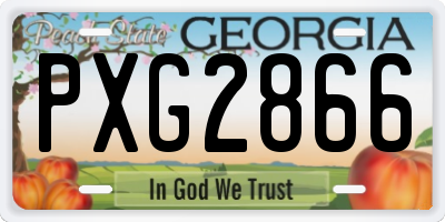 GA license plate PXG2866