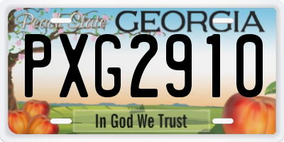 GA license plate PXG2910