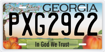 GA license plate PXG2922