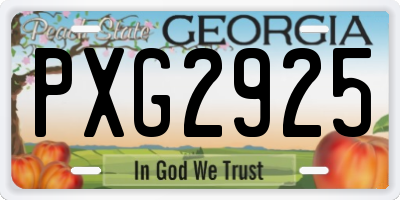 GA license plate PXG2925