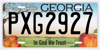 GA license plate PXG2927