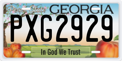 GA license plate PXG2929