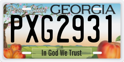 GA license plate PXG2931