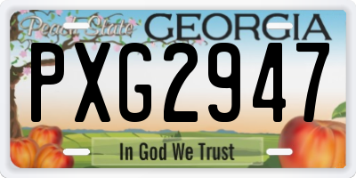 GA license plate PXG2947