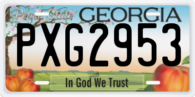 GA license plate PXG2953
