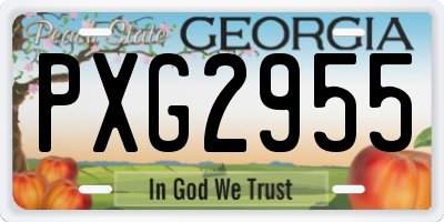 GA license plate PXG2955