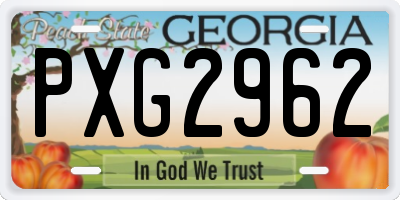 GA license plate PXG2962