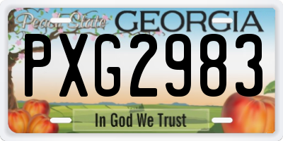 GA license plate PXG2983