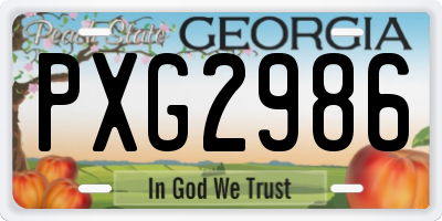 GA license plate PXG2986