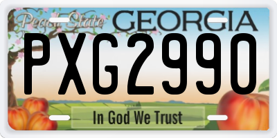 GA license plate PXG2990