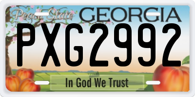 GA license plate PXG2992