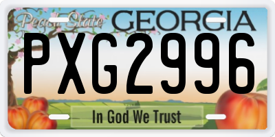 GA license plate PXG2996