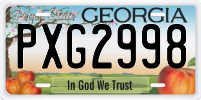 GA license plate PXG2998