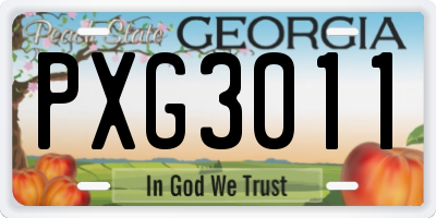 GA license plate PXG3011