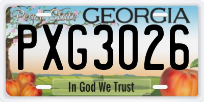 GA license plate PXG3026