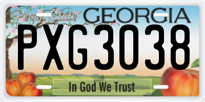 GA license plate PXG3038