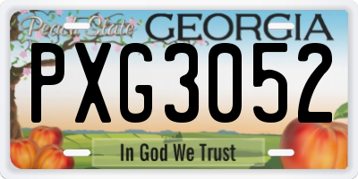GA license plate PXG3052